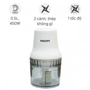 Máy xay thịt Mini Philips (Hà Lan) HR1393 (0.5L/Nhựa ABS/Trắng/Cơ/450W/24 Tháng)